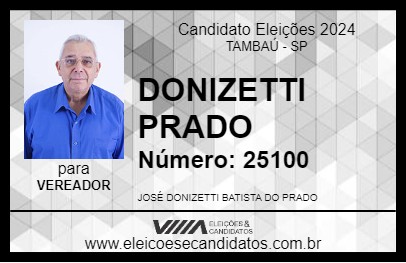 Candidato DONIZETTI PRADO 2024 - TAMBAÚ - Eleições