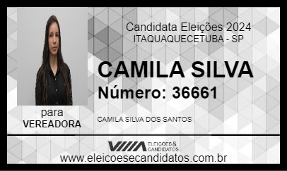 Candidato CAMILA SILVA 2024 - ITAQUAQUECETUBA - Eleições