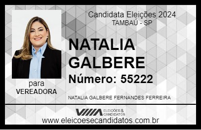 Candidato NATALIA GALBERE 2024 - TAMBAÚ - Eleições