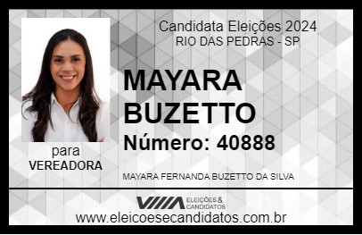 Candidato MAYARA BUZETTO 2024 - RIO DAS PEDRAS - Eleições