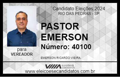 Candidato PASTOR EMERSON 2024 - RIO DAS PEDRAS - Eleições