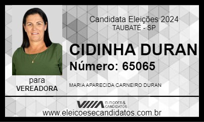 Candidato CIDINHA DURAN 2024 - TAUBATÉ - Eleições