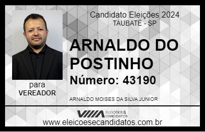 Candidato ARNALDO DO POSTINHO 2024 - TAUBATÉ - Eleições