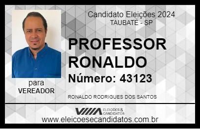 Candidato PROFESSOR RONALDO 2024 - TAUBATÉ - Eleições