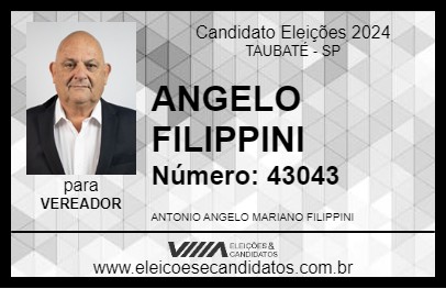 Candidato ANGELO FILIPPINI 2024 - TAUBATÉ - Eleições