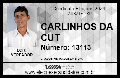 Candidato CARLINHOS DA CUT 2024 - TAUBATÉ - Eleições