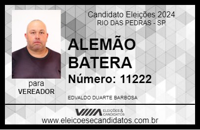 Candidato ALEMÃO BATERA 2024 - RIO DAS PEDRAS - Eleições