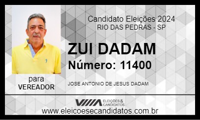 Candidato ZUI DADAM 2024 - RIO DAS PEDRAS - Eleições