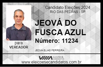 Candidato JEOVÁ DO FUSCA AZUL 2024 - RIO DAS PEDRAS - Eleições