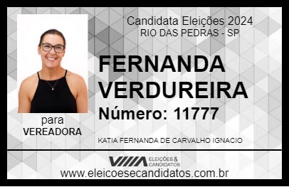 Candidato FERNANDA VERDUREIRA 2024 - RIO DAS PEDRAS - Eleições