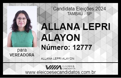 Candidato ALLANA LEPRI ALAYON 2024 - TAMBAÚ - Eleições