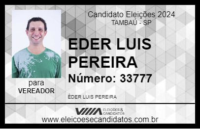 Candidato EDER LUIS PEREIRA 2024 - TAMBAÚ - Eleições