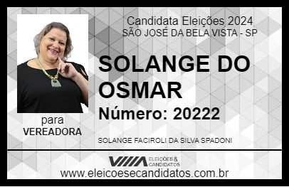 Candidato SOLANGE DO OSMAR 2024 - SÃO JOSÉ DA BELA VISTA - Eleições