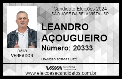 Candidato LEANDRO AÇOUGUEIRO 2024 - SÃO JOSÉ DA BELA VISTA - Eleições