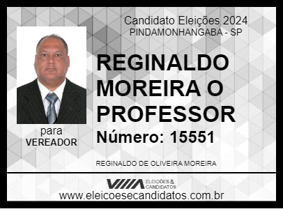 Candidato REGINALDO MOREIRA O PROFESSOR 2024 - PINDAMONHANGABA - Eleições