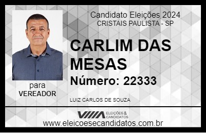 Candidato CARLIM DAS MESAS 2024 - CRISTAIS PAULISTA - Eleições