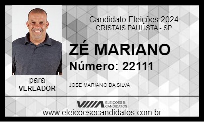 Candidato ZÉ MARIANO 2024 - CRISTAIS PAULISTA - Eleições