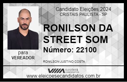 Candidato RONILSON DA STREET SOM 2024 - CRISTAIS PAULISTA - Eleições