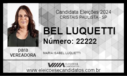 Candidato BEL LUQUETTI 2024 - CRISTAIS PAULISTA - Eleições