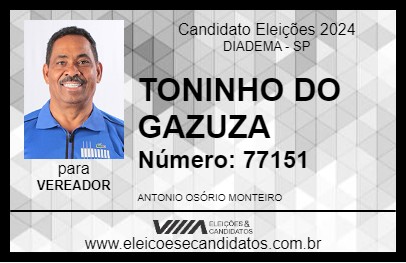 Candidato TONINHO DO GAZUZA 2024 - DIADEMA - Eleições