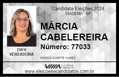 Candidato MÁRCIA CABELEREIRA 2024 - DIADEMA - Eleições