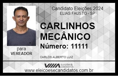 Candidato CARLINHOS MECÂNICO 2024 - ELIAS FAUSTO - Eleições