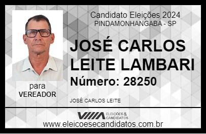 Candidato JOSÉ CARLOS LEITE LAMBARI 2024 - PINDAMONHANGABA - Eleições