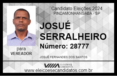 Candidato JOSUÉ SERRALHEIRO 2024 - PINDAMONHANGABA - Eleições