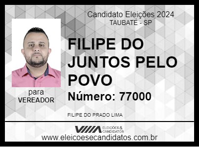 Candidato FILIPE DO JUNTOS PELO POVO 2024 - TAUBATÉ - Eleições