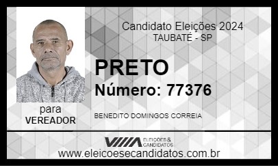 Candidato PRETO 2024 - TAUBATÉ - Eleições