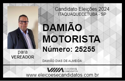 Candidato DAMIÃO MOTORISTA 2024 - ITAQUAQUECETUBA - Eleições