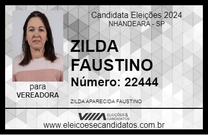 Candidato ZILDA FAUSTINO 2024 - NHANDEARA - Eleições