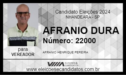 Candidato AFRANIO DURA 2024 - NHANDEARA - Eleições