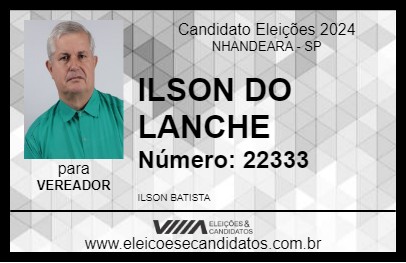 Candidato ILSON DO LANCHE 2024 - NHANDEARA - Eleições