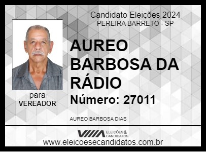 Candidato AUREO BARBOSA DA RÁDIO 2024 - PEREIRA BARRETO - Eleições