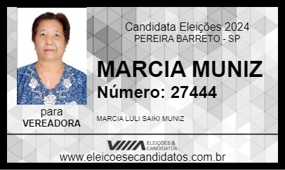 Candidato MARCIA MUNIZ 2024 - PEREIRA BARRETO - Eleições