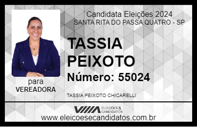 Candidato TASSIA PEIXOTO 2024 - SANTA RITA DO PASSA QUATRO - Eleições