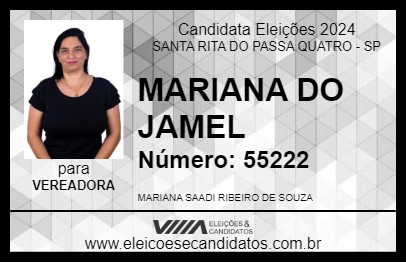 Candidato MARIANA DO JAMEL 2024 - SANTA RITA DO PASSA QUATRO - Eleições