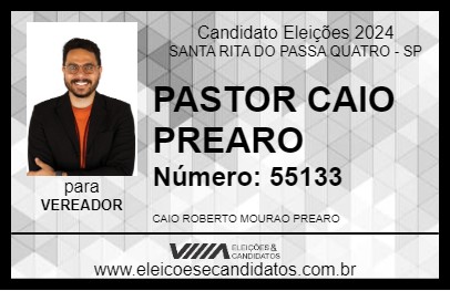 Candidato PASTOR CAIO PREARO 2024 - SANTA RITA DO PASSA QUATRO - Eleições