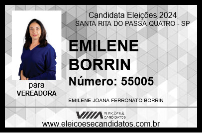 Candidato EMILENE BORRIN 2024 - SANTA RITA DO PASSA QUATRO - Eleições