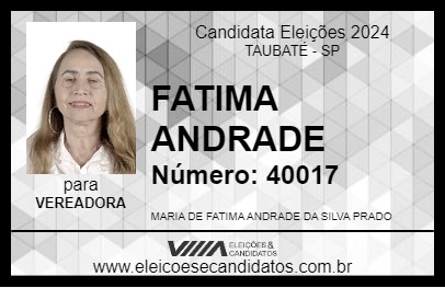 Candidato FATIMA ANDRADE 2024 - TAUBATÉ - Eleições