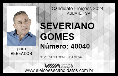 Candidato SEVERIANO GOMES 2024 - TAUBATÉ - Eleições