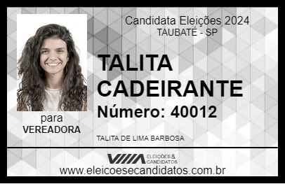 Candidato TALITA CADEIRANTE 2024 - TAUBATÉ - Eleições