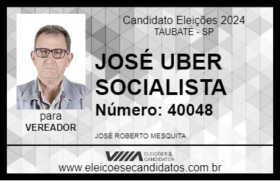 Candidato JOSÉ UBER COM MAIS DIGNIDADE 2024 - TAUBATÉ - Eleições