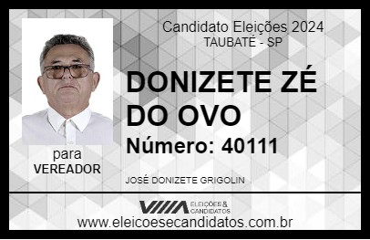 Candidato DONIZETE ZÉ DO OVO 2024 - TAUBATÉ - Eleições