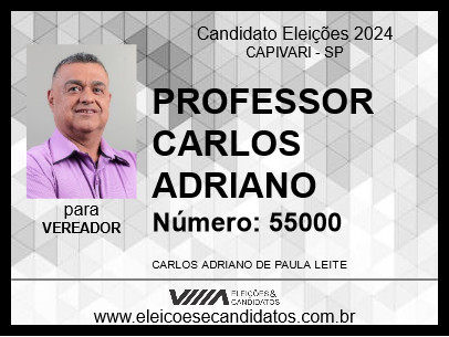 Candidato PROFESSOR  CARLOS ADRIANO 2024 - CAPIVARI - Eleições