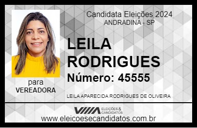 Candidato LEILA RODRIGUES 2024 - ANDRADINA - Eleições