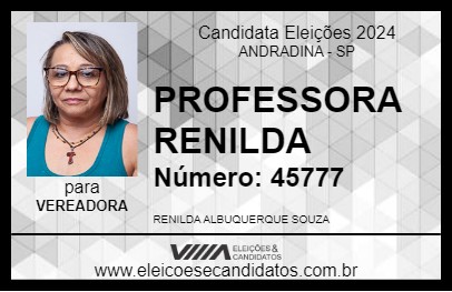 Candidato PROFESSORA RENILDA 2024 - ANDRADINA - Eleições