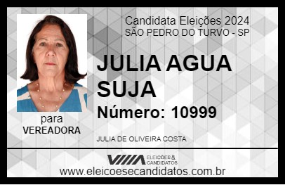 Candidato JULIA AGUA SUJA 2024 - SÃO PEDRO DO TURVO - Eleições