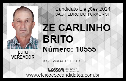 Candidato ZE CARLINHO BRITO 2024 - SÃO PEDRO DO TURVO - Eleições